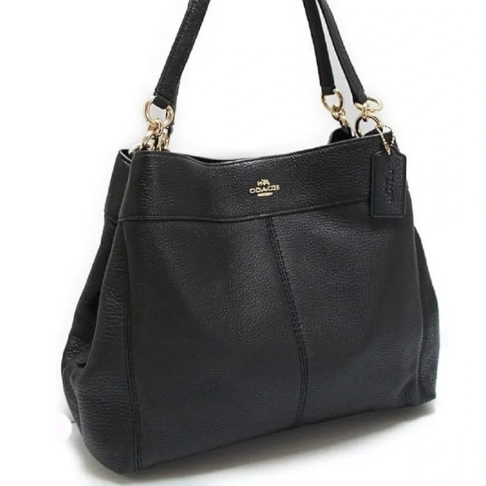 COACH Large Lexy Shoulder Bag Black with Gold Hardware
